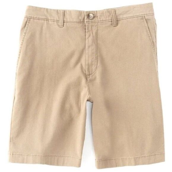 Roundtree & Yorke 50 Big Flat Front Washed Cotton 9" Inseam Shorts Khaki - Picture 1 of 8